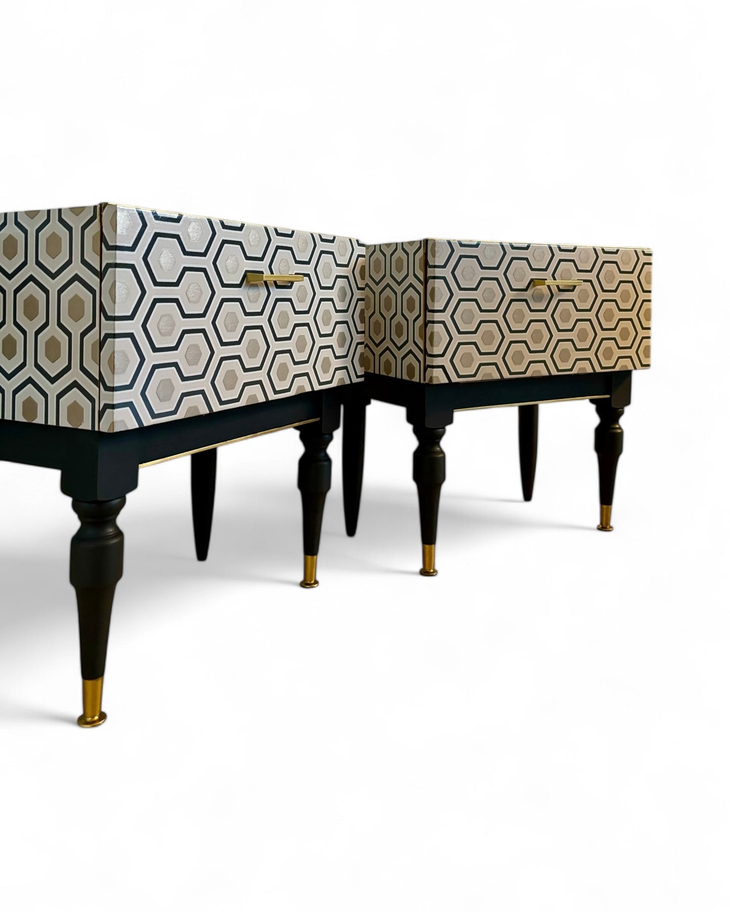 Mid Century Cabinets with Hicks' Hexagon by Cole & Son | The Vintage Vibe
