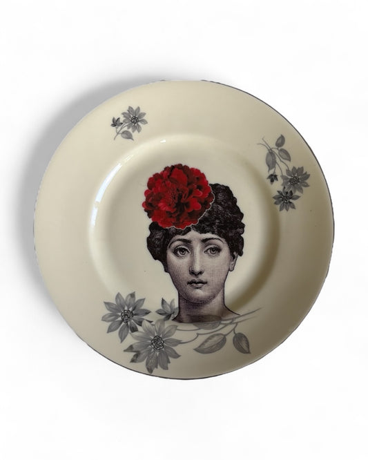 Vintage Wandbord Lina Fornasetti Rode Bloem | The Vintage Vibe