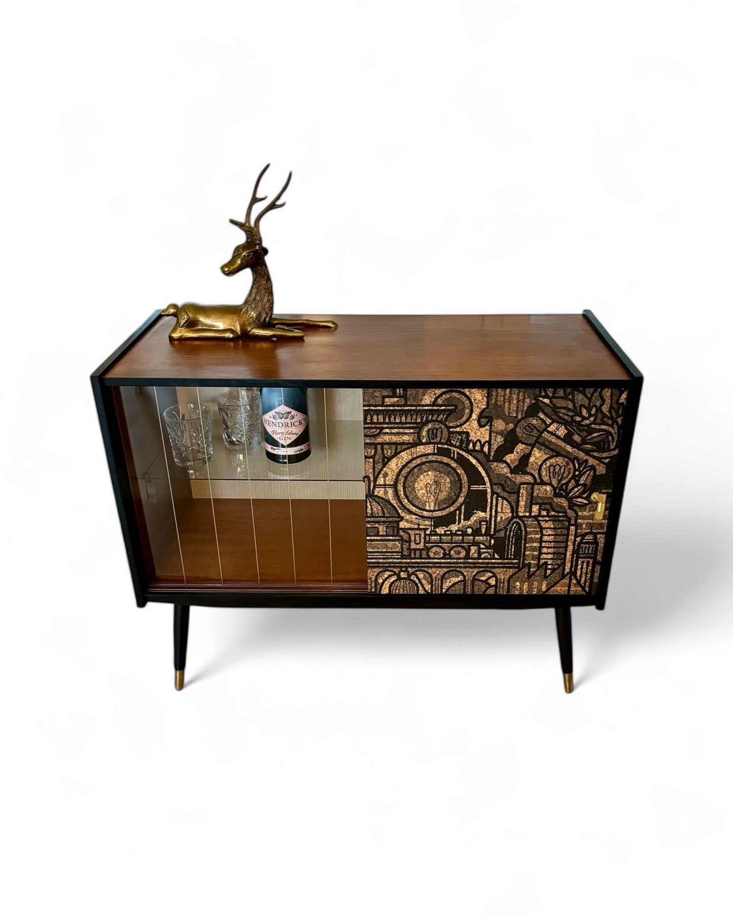 Mid Century sideboard with 'Hit the North' cork print | The Vintage Vibe