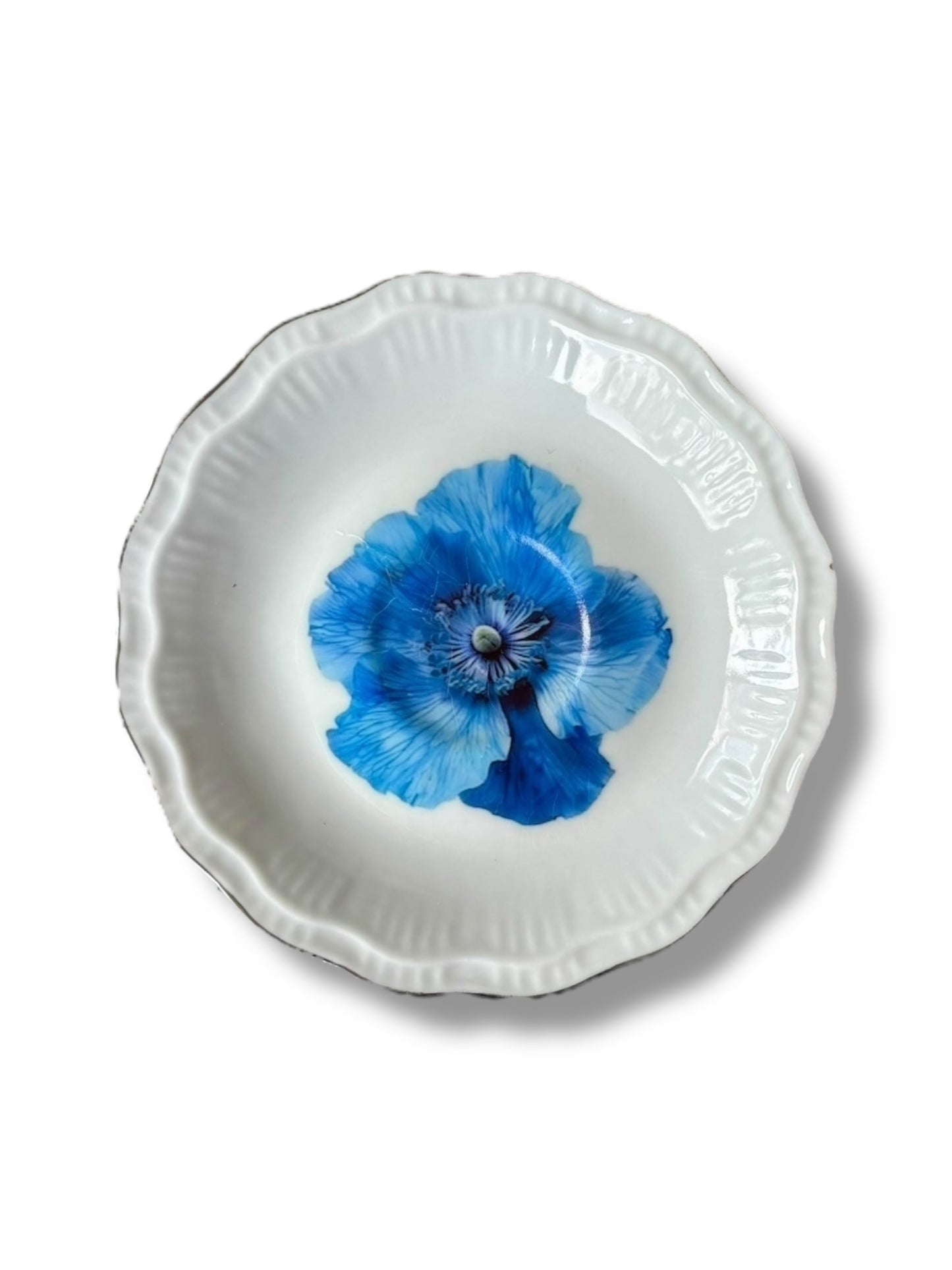 Vintage Wall Plate Flower Blue
