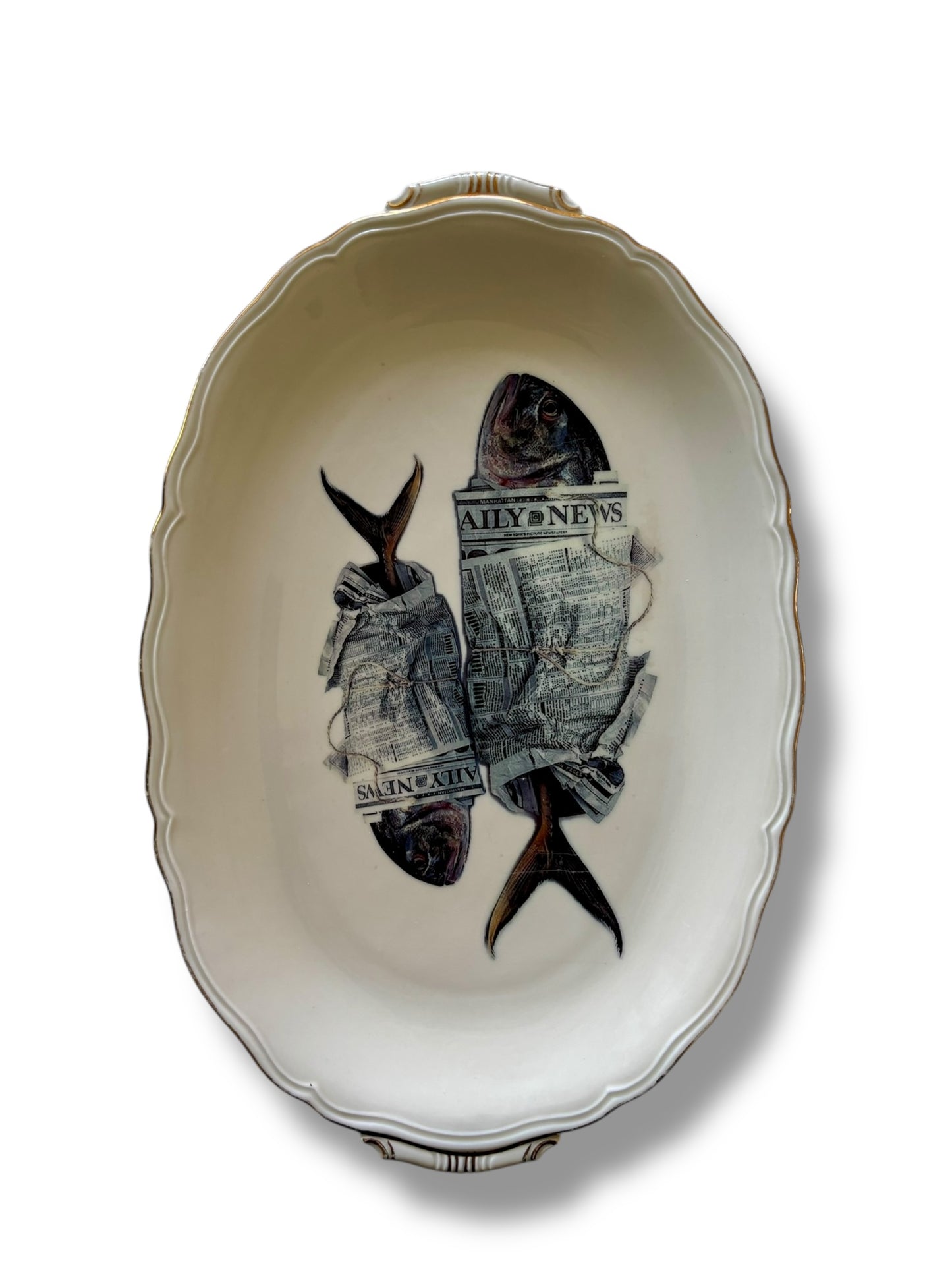 Vintage Wall Plate Oval Fish