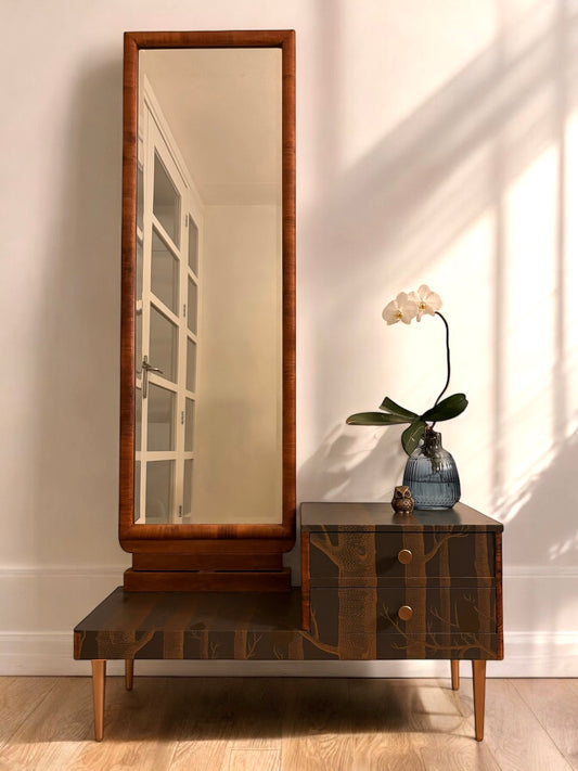 Vintage sideboard with mirror covered with Woods &amp; Pears by Cole&amp;Son | The Vintage Vibe