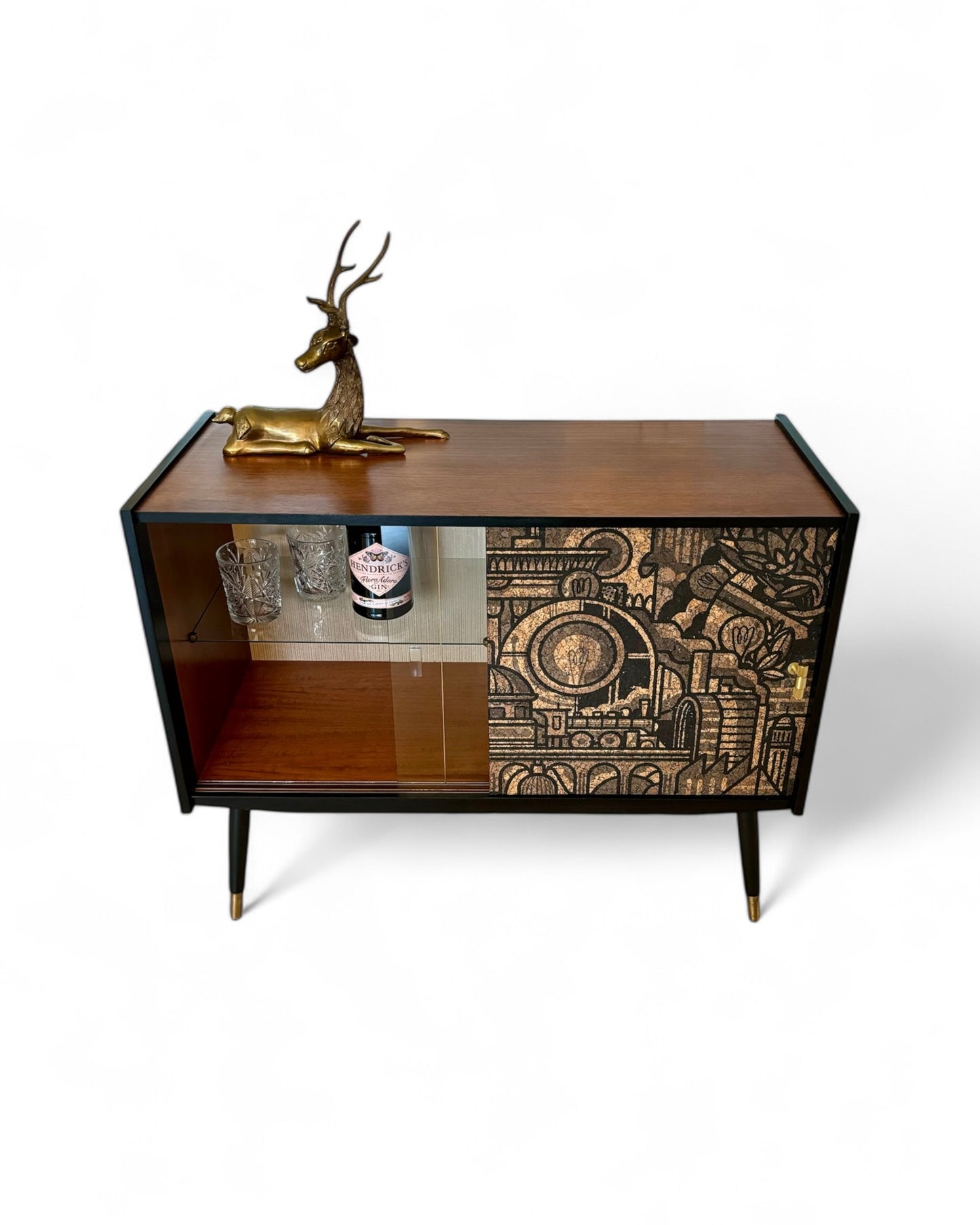 Mid Century sideboard with 'Hit the North' cork print | The Vintage Vibe