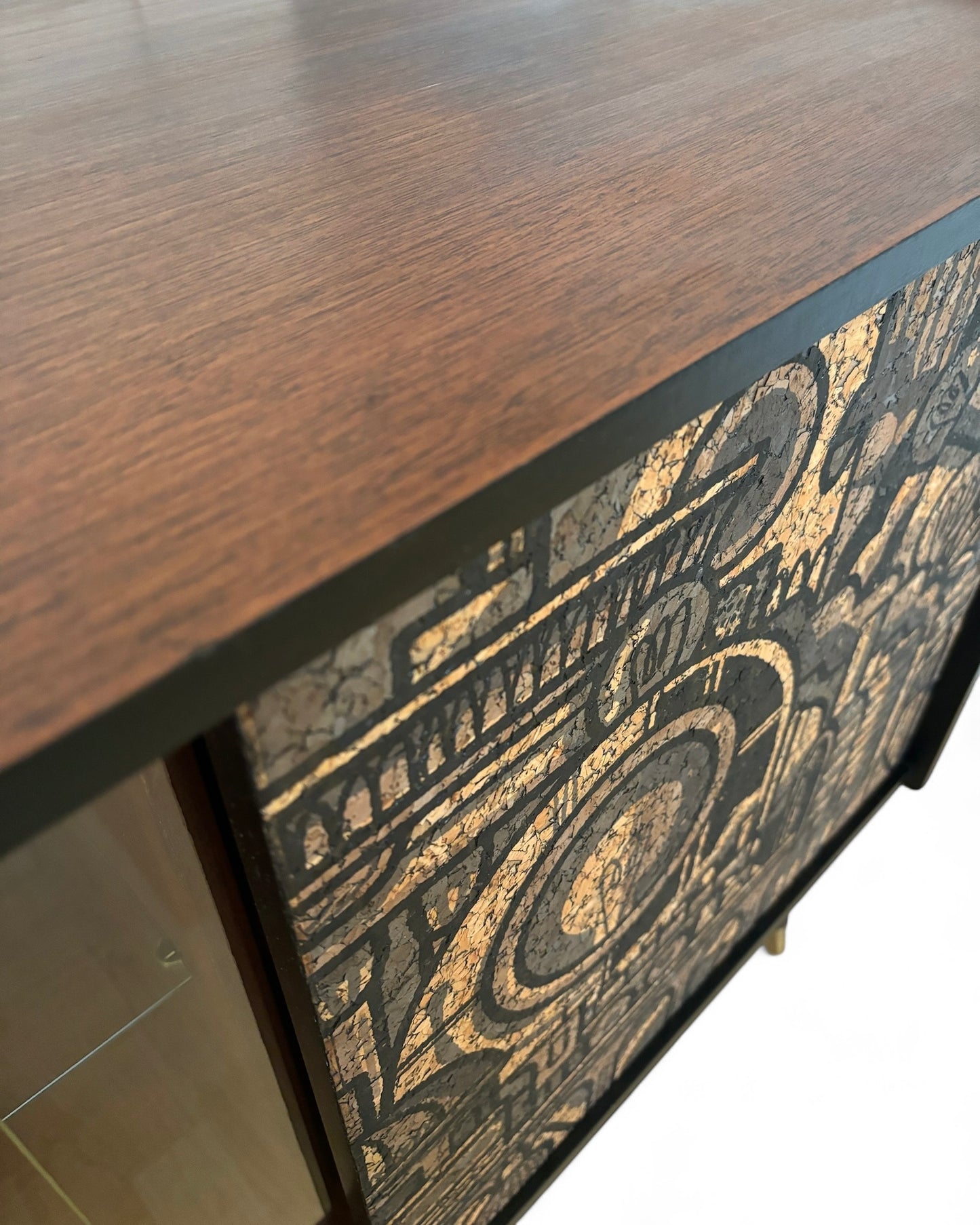 Mid Century sideboard with 'Hit the North' cork print | The Vintage Vibe