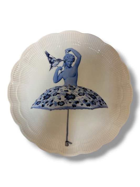 Vintage Wandbord Blauwe Dame | Het Maakhuys
