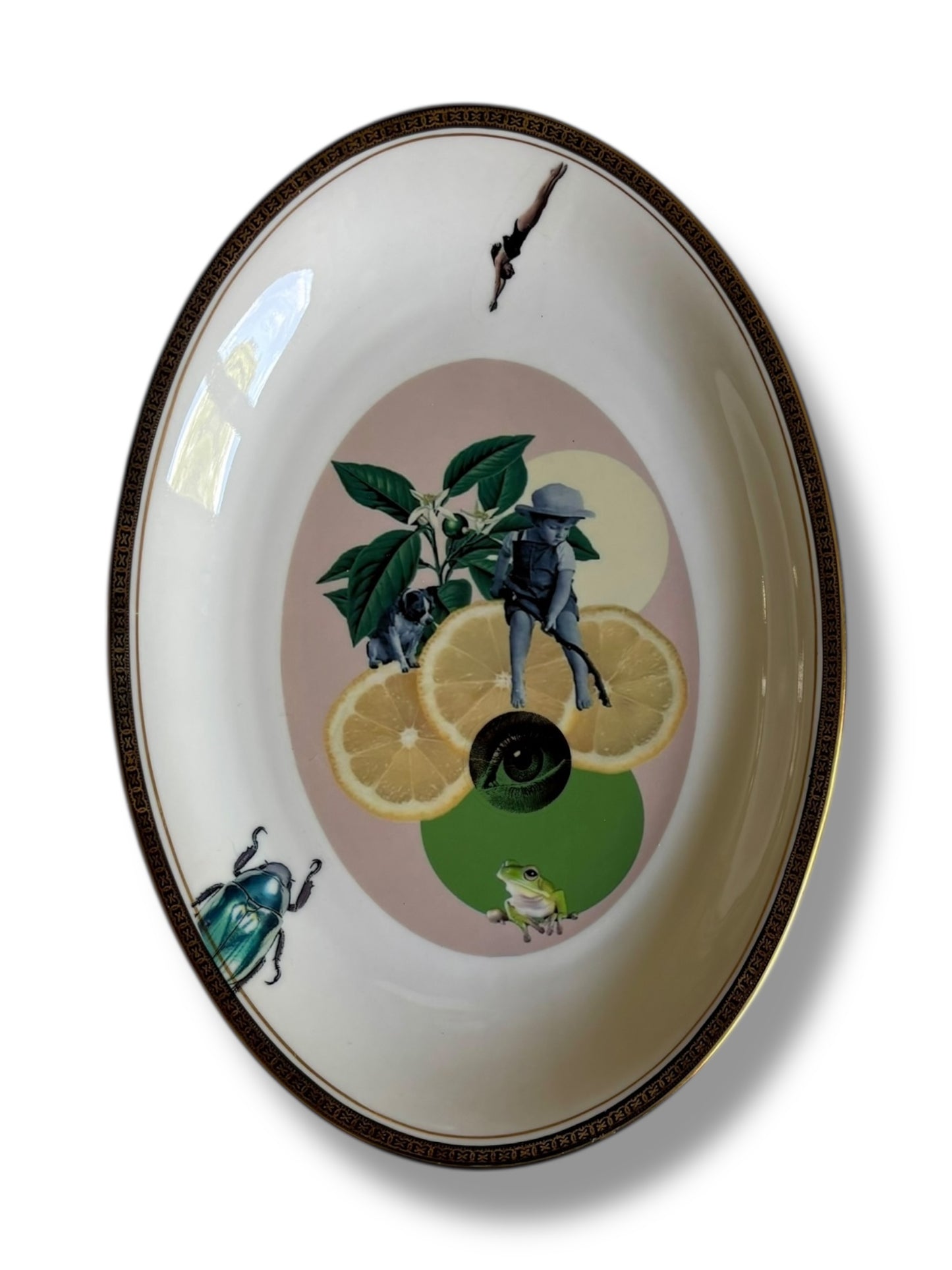 Vintage Wall Plate Oval Collage