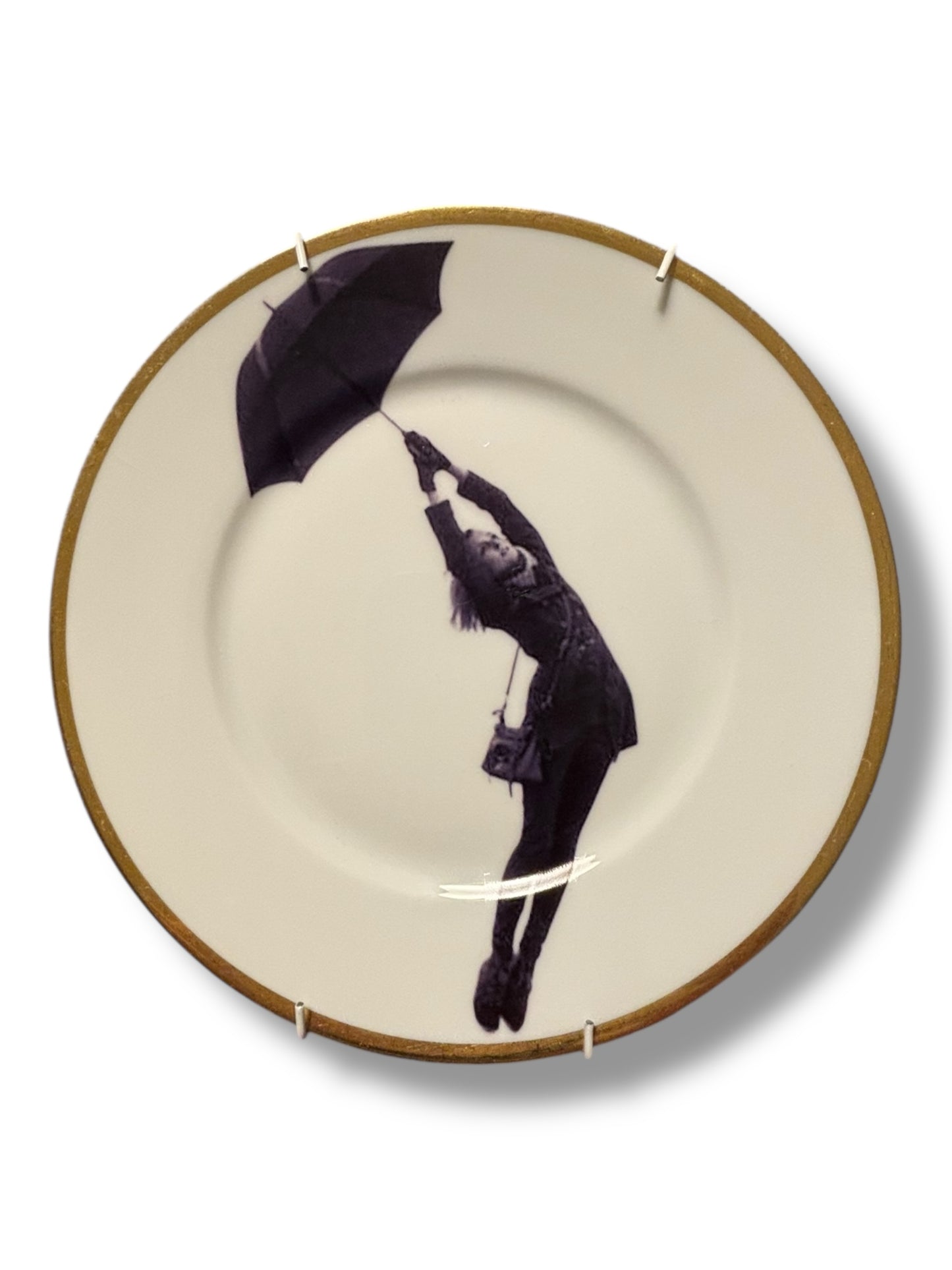 Vintage Wandbord Dame met Paraplu | The Vintage Vibe