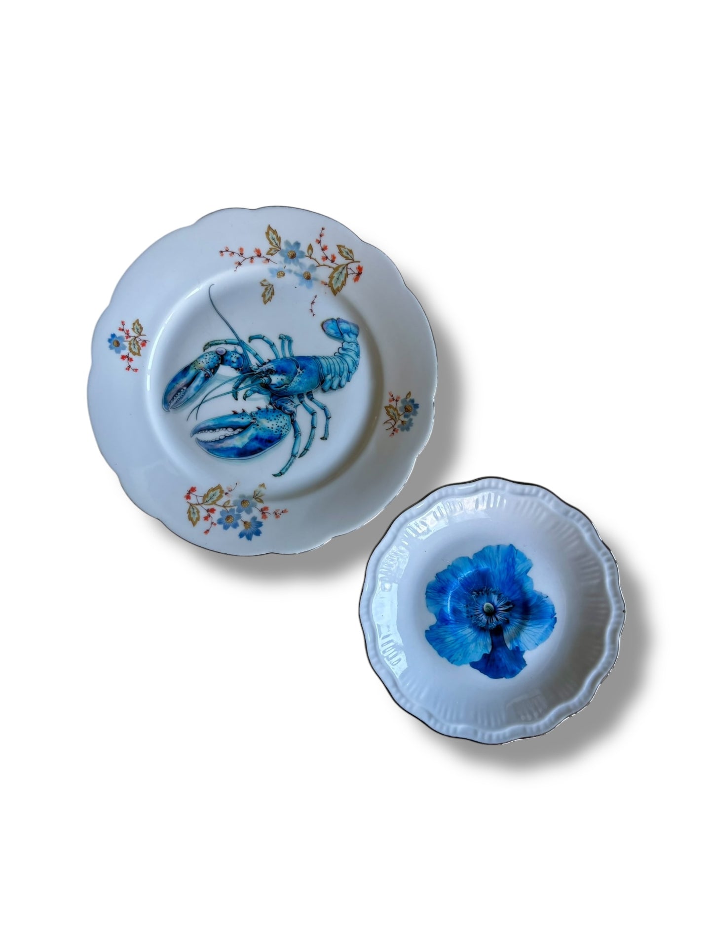 Vintage Wall Plate Flower Blue