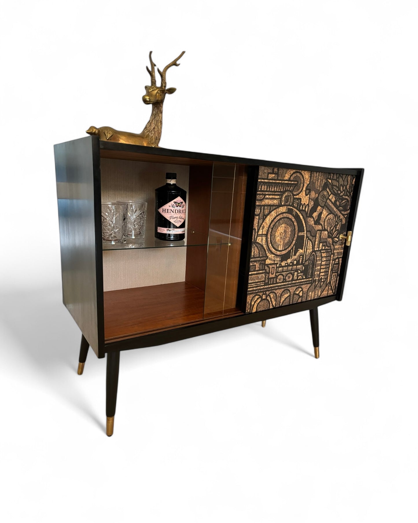 Mid Century sideboard with 'Hit the North' cork print | The Vintage Vibe