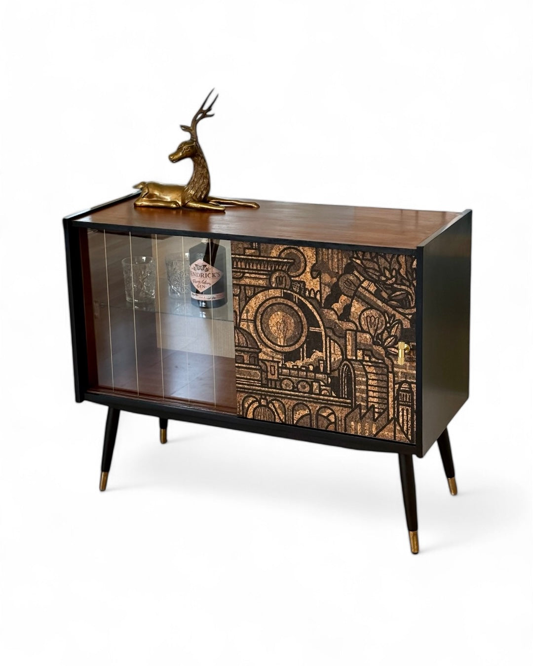 Mid Century sideboard with 'Hit the North' cork print | The Vintage Vibe