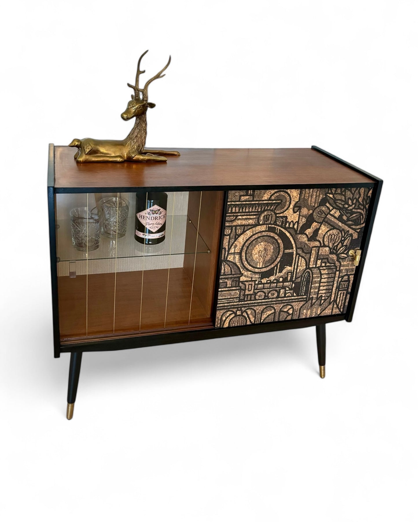 Mid Century sideboard with 'Hit the North' cork print | The Vintage Vibe