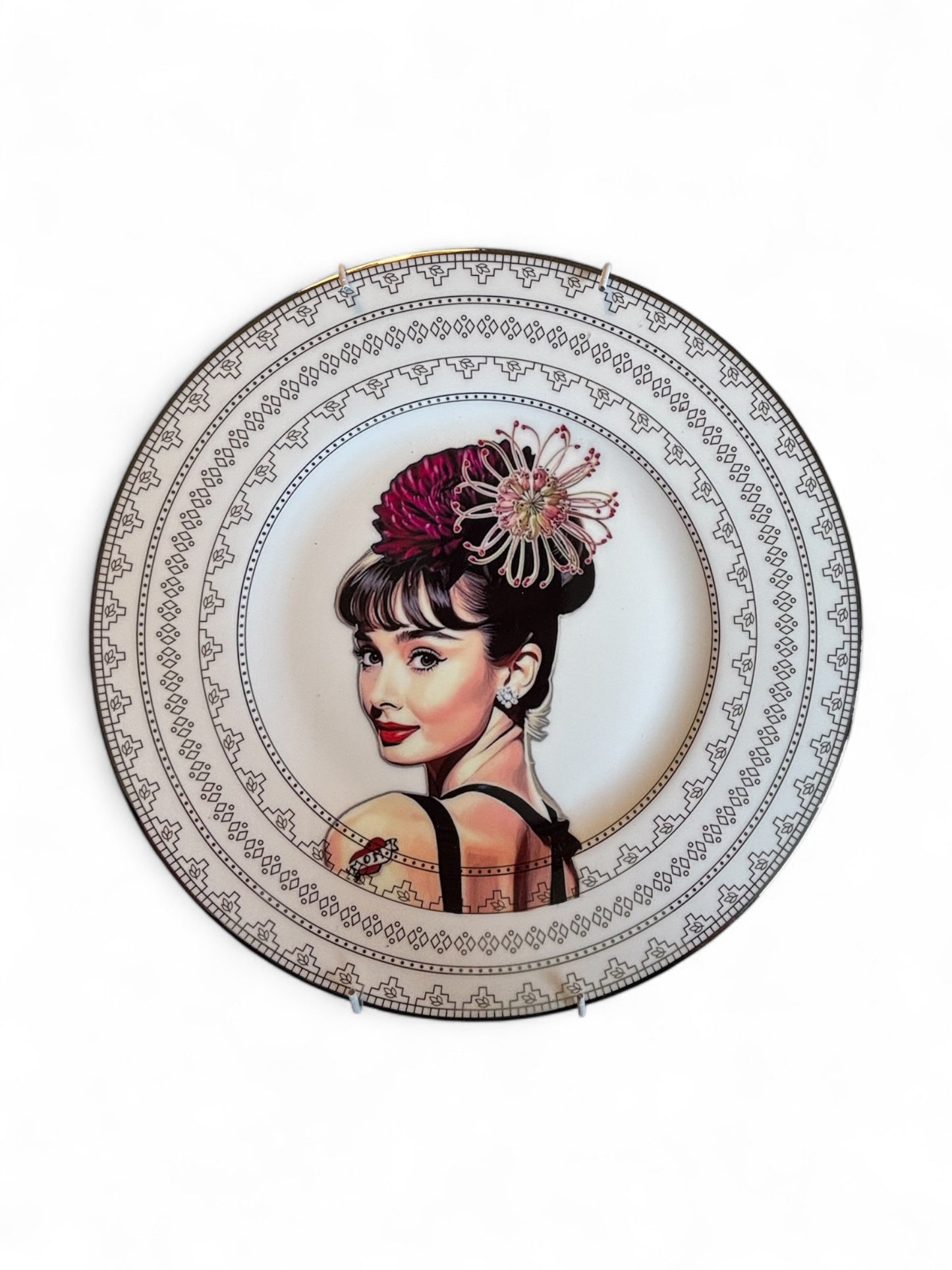 Vintage Wall Plate Audrey Hepburn Flower