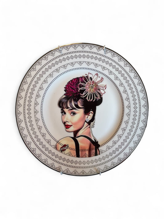 Vintage Wandbord Audrey Hepburn Bloem