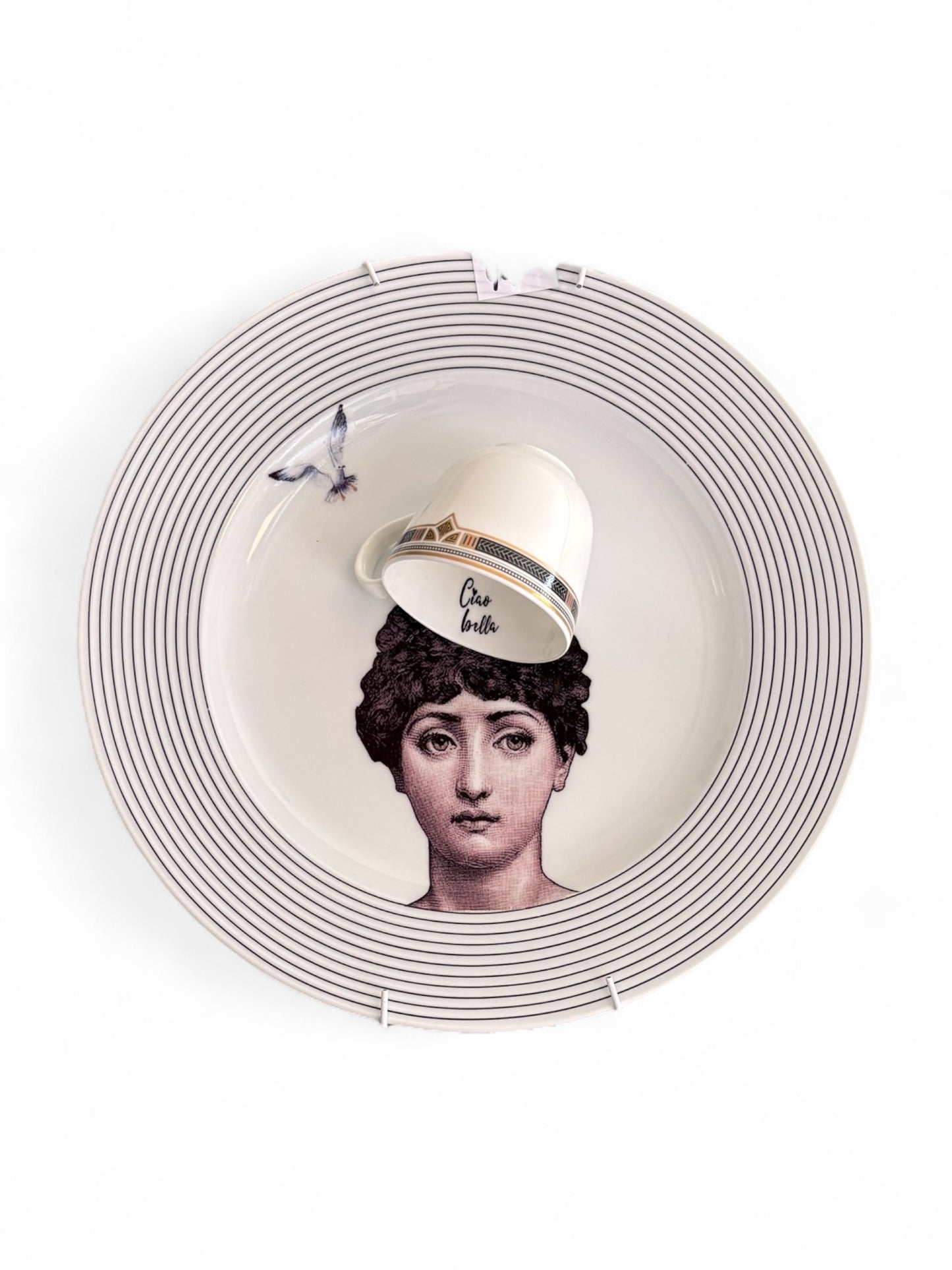 Vintage Wandbord Fornasetti Ciao Bella Kopje